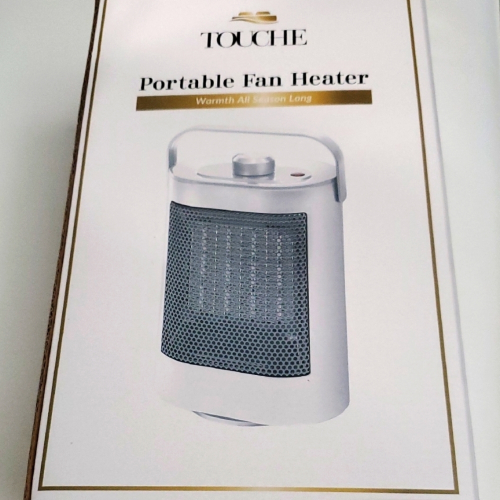 NEW,Touche Portable Fan Heater - White and Gray